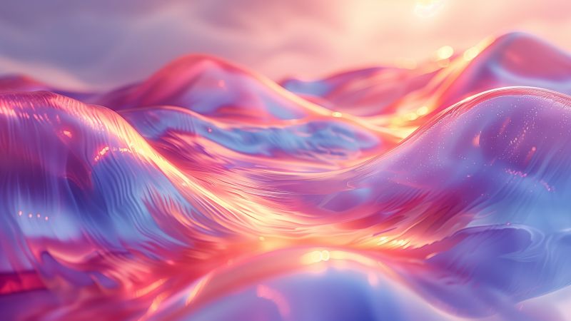 waves wallpaper, pink sunset, pastel colors, background for desktop wallpaper (horizontal)