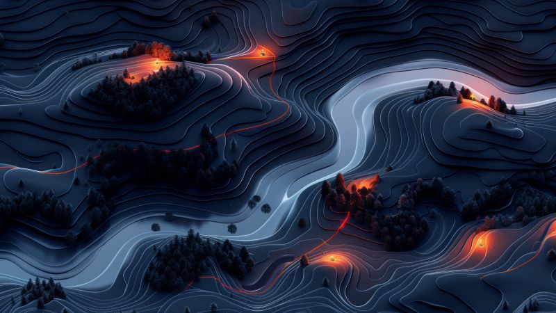 waves wallpaper, dark, fiery, background for desktop wallpaper (horizontal)