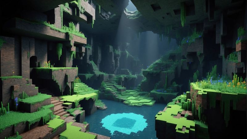 pixel art wallpaper, blocky design, digital map, background for desktop wallpaper (horizontal)