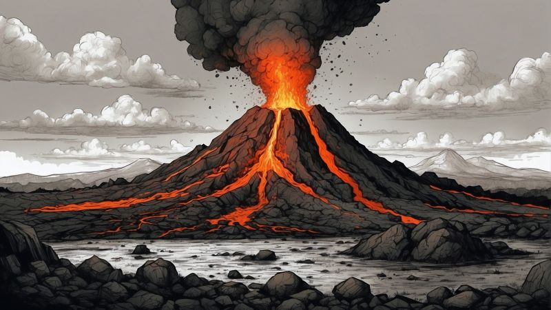volcano wallpaper, eruption, geothermal activity, background for desktop wallpaper (horizontal)