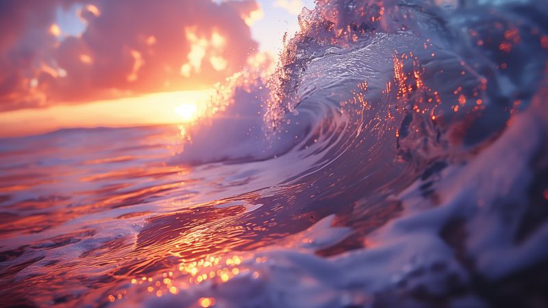 waves wallpaper, ocean, twilight, background for desktop wallpaper (horizontal)