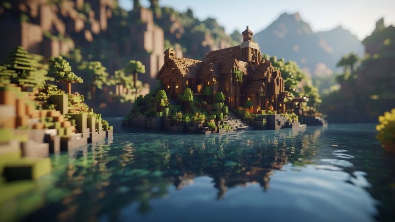 pixel art wallpaper, game map, creative design, background for desktop wallpaper (horizontal)