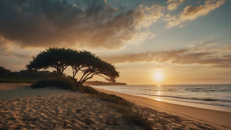 sea wallpaper, coastline, horizon, background for desktop wallpaper (horizontal)