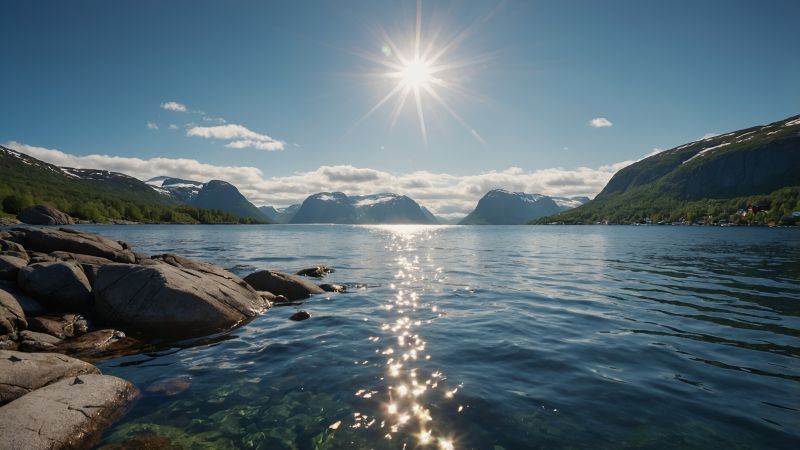 lake wallpaper, peaks, mountains, background for desktop wallpaper (horizontal)