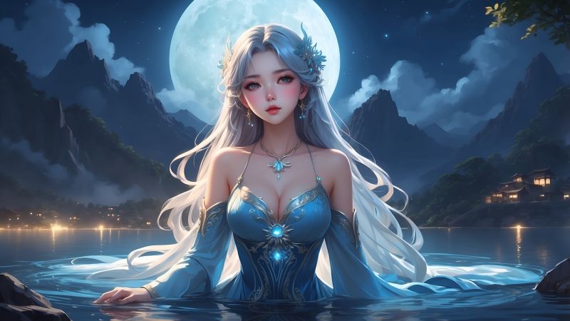 anime girl wallpaper, celestial, character design, background for desktop wallpaper (horizontal)