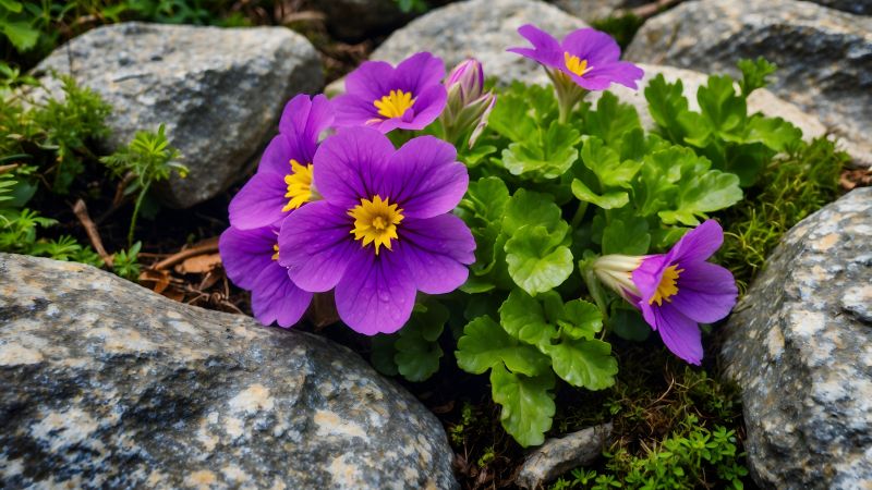 flowers wallpaper, purple blooms, petals, background for desktop wallpaper (horizontal)