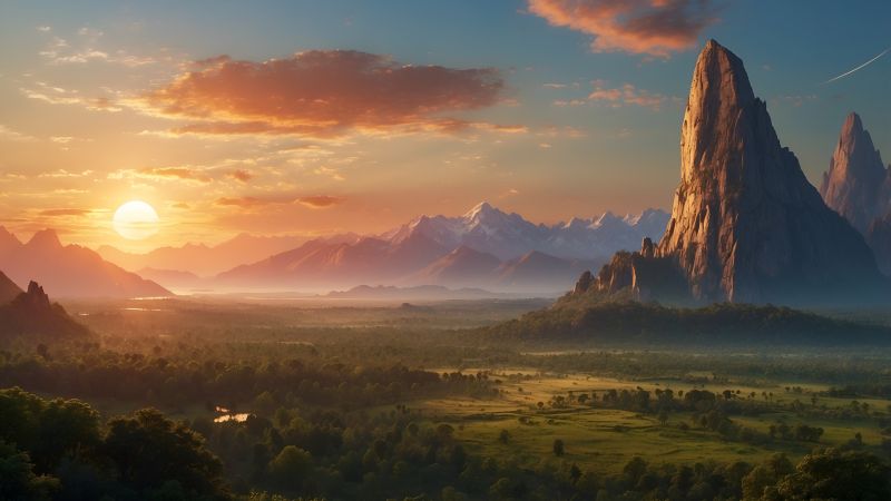 mountains wallpaper, dusk, evening sky, background for desktop wallpaper (horizontal)