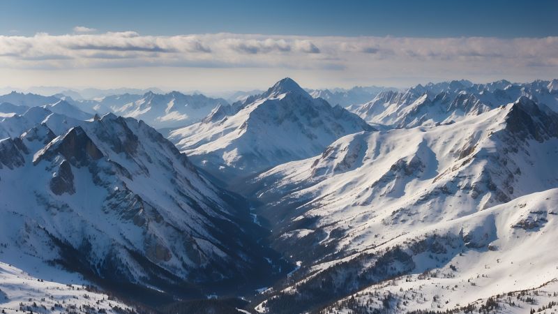 mountains wallpaper, fluffy clouds, majestic mountains, background for desktop wallpaper (horizontal)