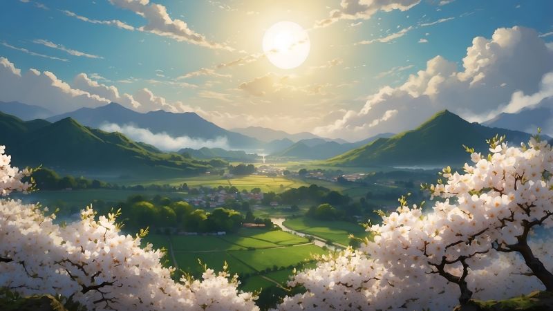 blossom wallpaper, peaks, alpine, background for desktop wallpaper (horizontal)