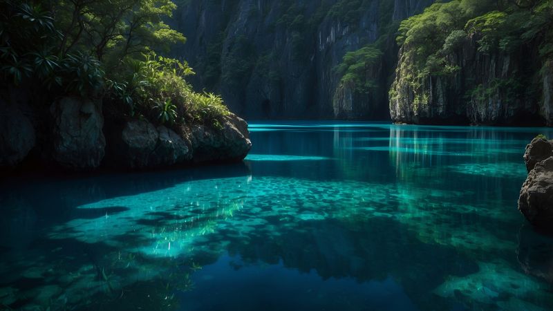 lake wallpaper, trees, water, background for desktop wallpaper (horizontal)