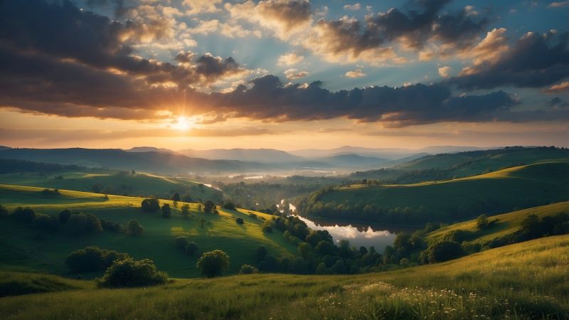 meadows wallpaper, twilight, natures palette, background for desktop wallpaper (horizontal)