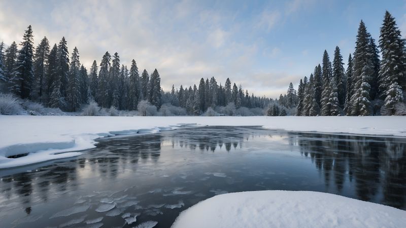 forest wallpaper, snow, icy, background for desktop wallpaper (horizontal)