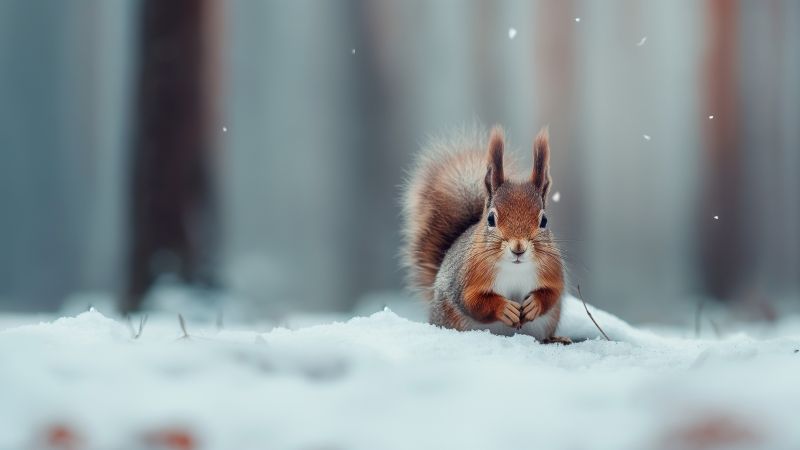 squirrel wallpaper, winter, nature, background for desktop wallpaper (horizontal)