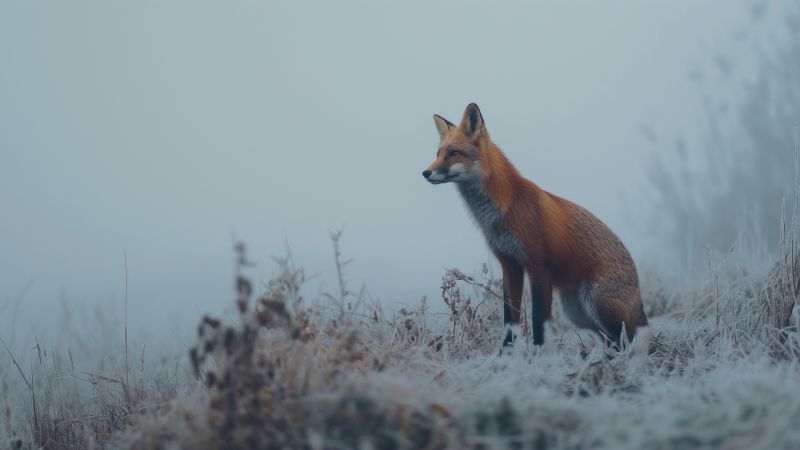 fox wallpaper, adorable, winter, background for desktop wallpaper (horizontal)
