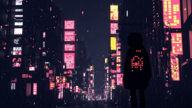 japan wallpaper, cyberpunk, city, background for desktop wallpaper (horizontal)