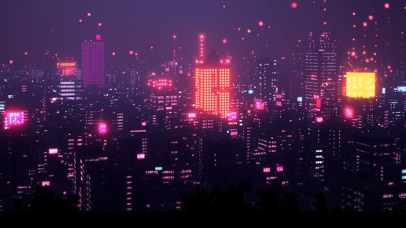 japan wallpaper, neon, urban, background for desktop wallpaper (horizontal)