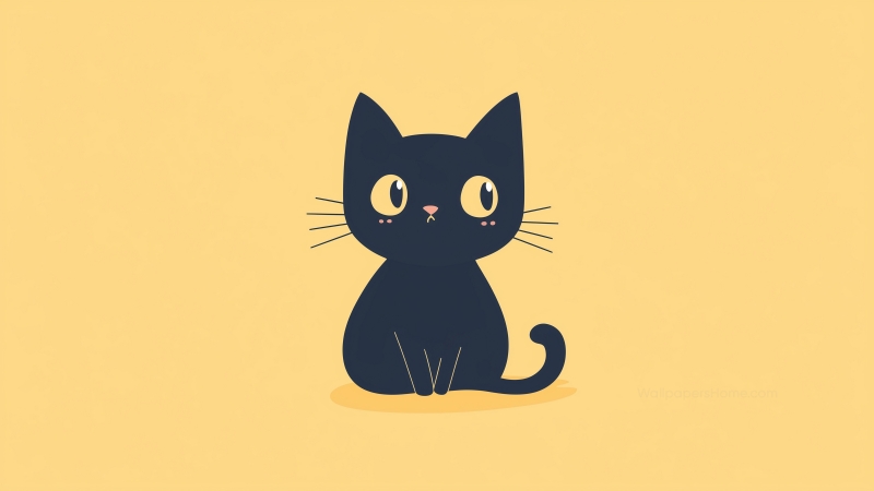 kitten wallpaper, minimalist, solid color background, background for desktop wallpaper (horizontal)