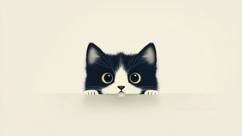 kitten wallpaper, cute, solid color background, background for desktop wallpaper (horizontal)