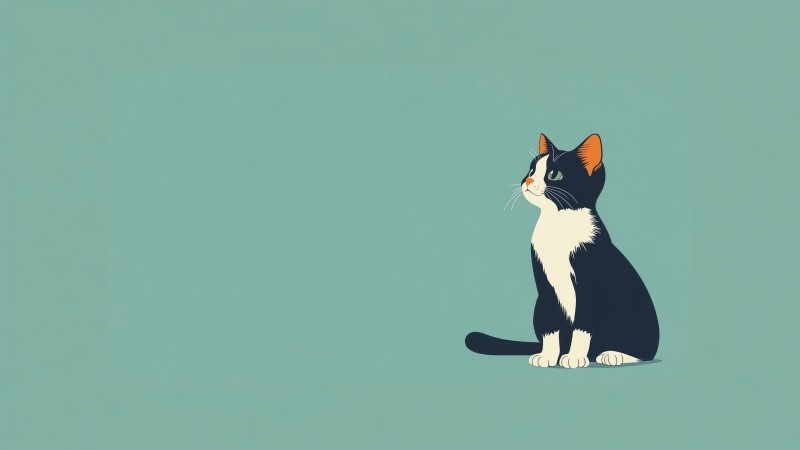 kitten wallpaper, minimalist, solid color background, background for desktop wallpaper (horizontal)