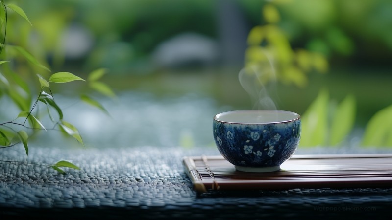 teapot wallpaper, serene glass, glass decor, background for desktop wallpaper (horizontal)