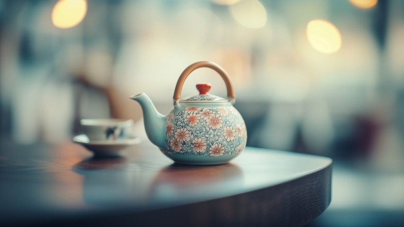 teapot wallpaper, serene art, tranquil, background for desktop wallpaper (horizontal)