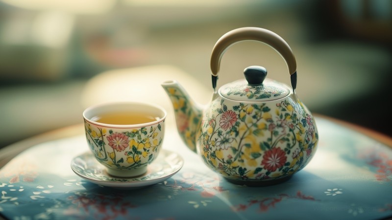 teapot wallpaper, serene, tranquil, background for desktop wallpaper (horizontal)