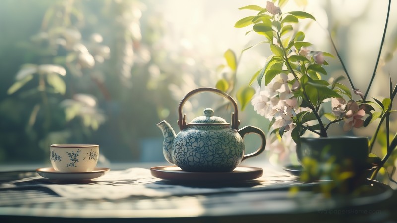 teapot wallpaper, vintage, tranquil, background for desktop wallpaper (horizontal)