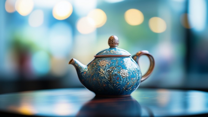teapot wallpaper, serene glass, antique, background for desktop wallpaper (horizontal)