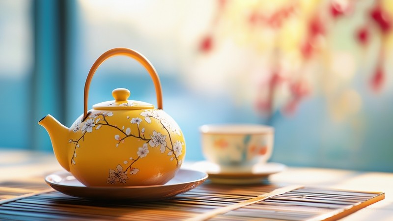 teapot wallpaper, serene, classic, background for desktop wallpaper (horizontal)
