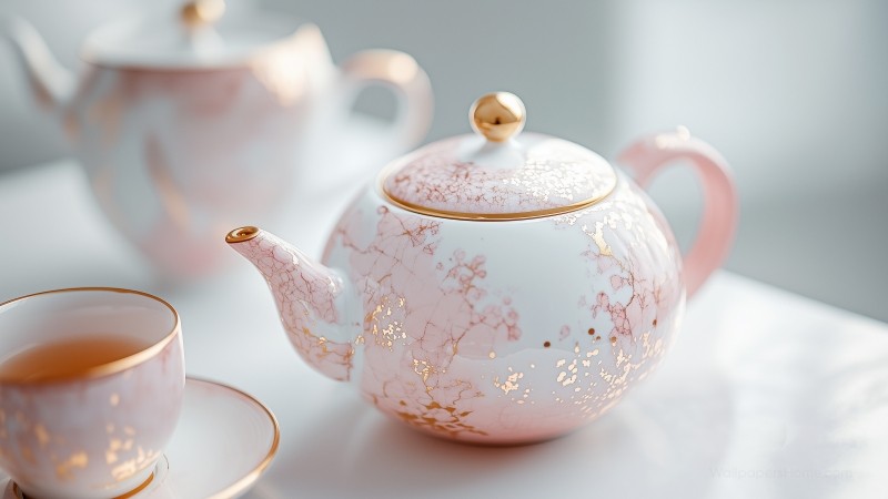 teapot wallpaper, serene, elegant, background for desktop wallpaper (horizontal)