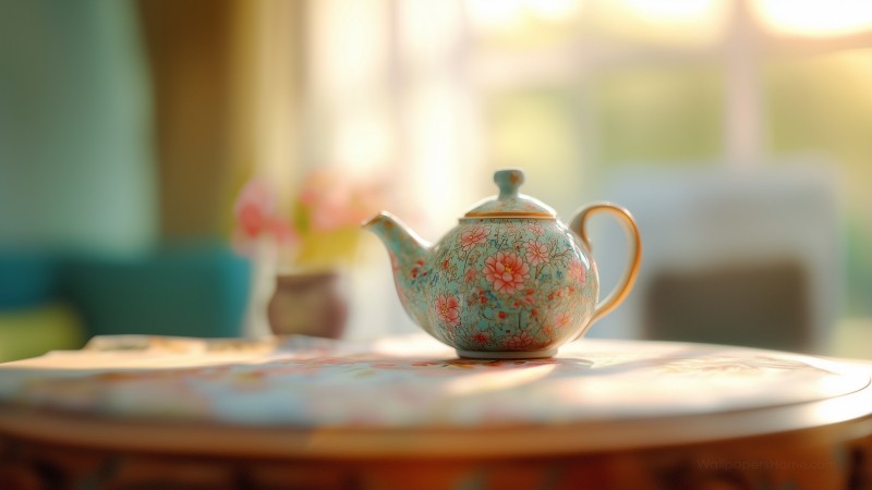 teapot wallpaper, vintage, nostalgic, background for desktop wallpaper (horizontal)