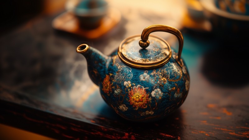 teapot wallpaper, serene, classic, background for desktop wallpaper (horizontal)