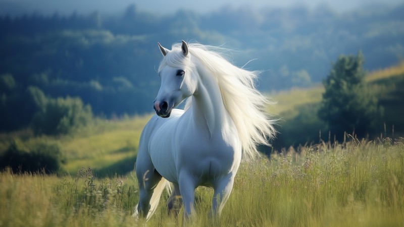 white horse wallpaper, equestrian, nature, background for desktop wallpaper (horizontal)