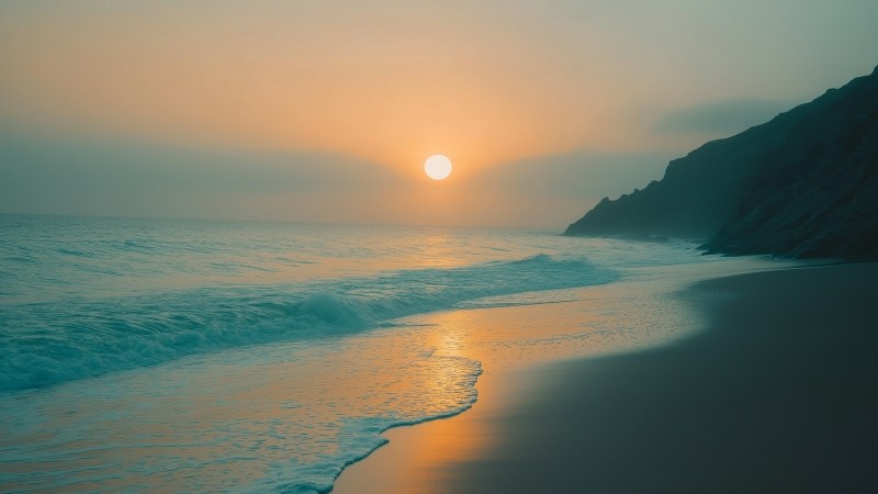 4k beach wallpaper, tranquil waves, serene coastline, background for desktop wallpaper (horizontal)