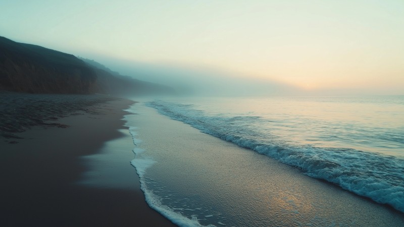 4k beach wallpaper, tranquil waves, gentle surf, background for desktop wallpaper (horizontal)