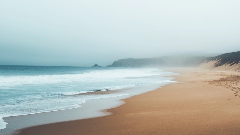 beach wallpaper, tranquil waves, gentle surf, background for desktop wallpaper (horizontal)