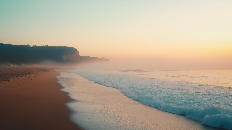 4k beach wallpaper, tranquil waves, gentle surf, background for desktop wallpaper (horizontal)