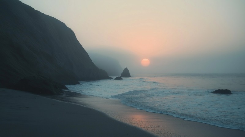 beach wallpaper, tranquil waves, gentle surf, background for desktop wallpaper (horizontal)