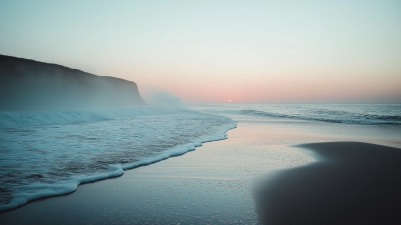 beach wallpaper, tranquil, oceanfront, background for desktop wallpaper (horizontal)