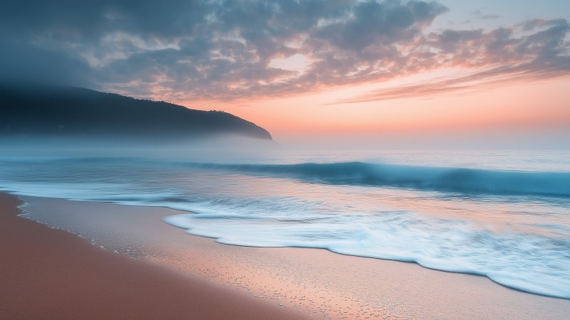 beach wallpaper, calm waves, ocean breeze, background for desktop wallpaper (horizontal)