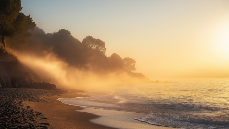 beach wallpaper, calm, gentle waves, background for desktop wallpaper (horizontal)