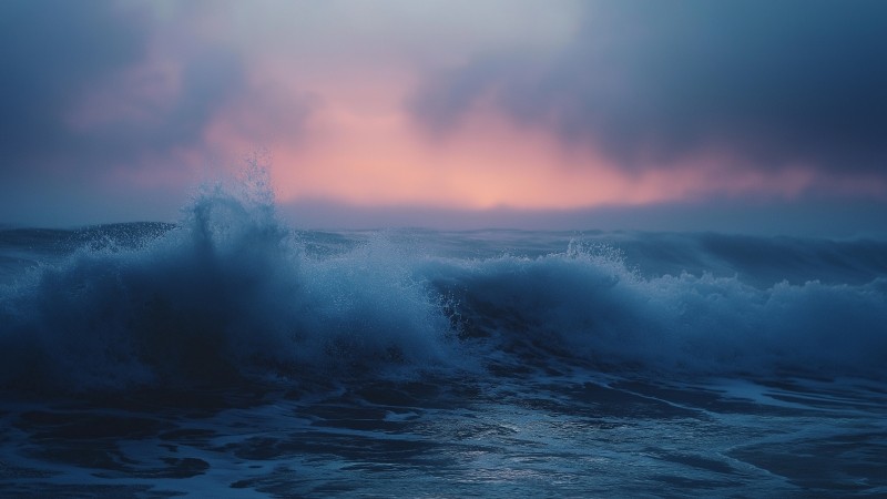 ocean wallpaper, clouds, dawn, background for desktop wallpaper (horizontal)