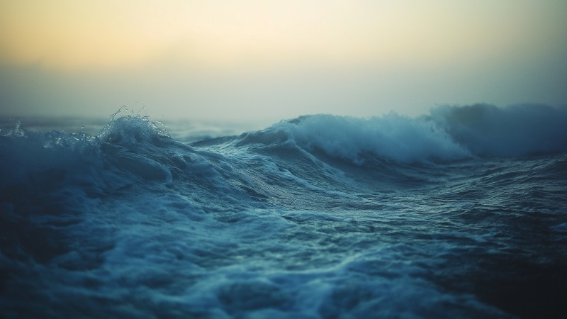 deep ocean wallpaper, turbulent clouds, dawn light, background for desktop wallpaper (horizontal)