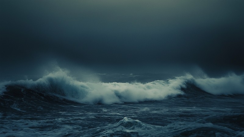 ocean wallpaper, turbulent waves, crashing surf, background for desktop wallpaper (horizontal)