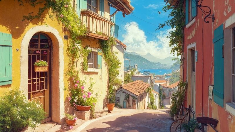 coastal wallpaper, seaside, calming, background for desktop wallpaper (horizontal)