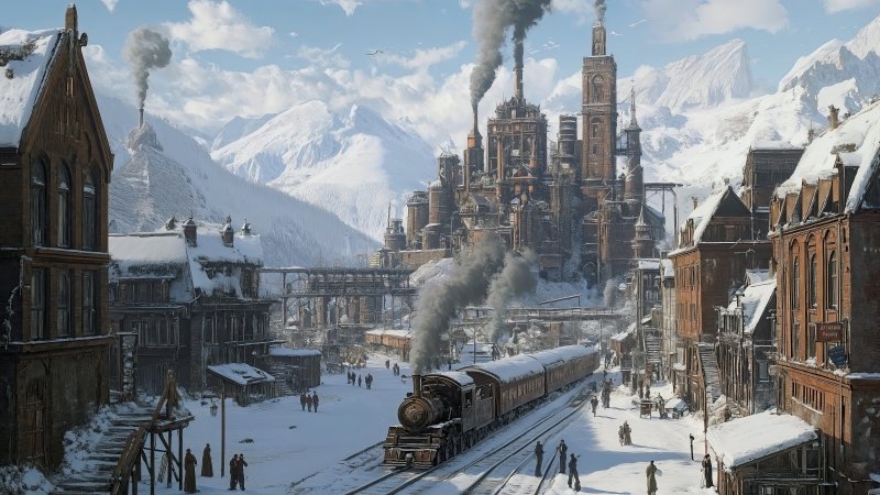 steampunk wallpaper, steam power, vintage, background for desktop wallpaper (horizontal)