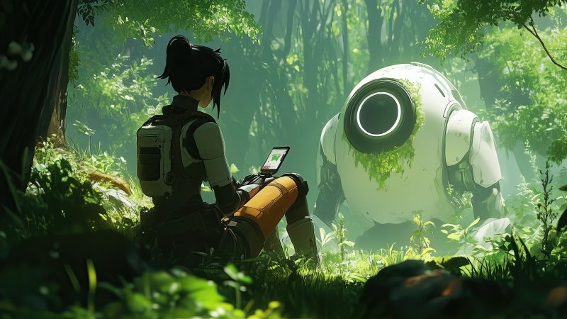 Robot wallpaper, wild, lost, background for desktop wallpaper