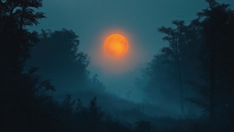 Halloween night wallpaper, ghostly, dark atmosphere, background for desktop wallpaper (horizontal)