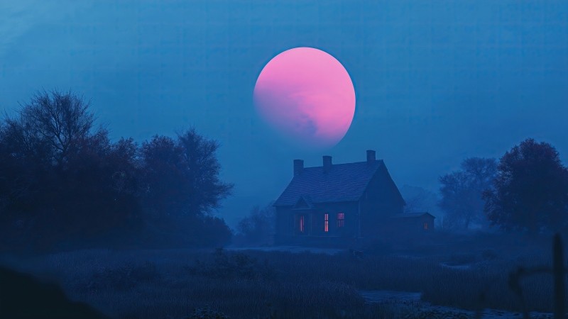 Halloween night wallpaper, moonlit sky, frightful, background for desktop wallpaper (horizontal)