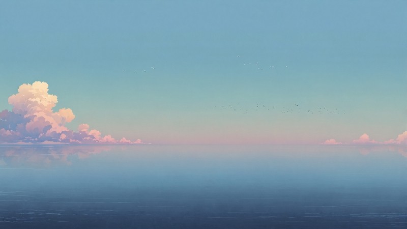 anime sky wallpaper, pastel blue, tranquil scenery, background for desktop wallpaper (horizontal)